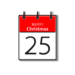 Merry Christmas, calendar with the date of Christmas.