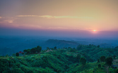 Sunset on the mountain valley