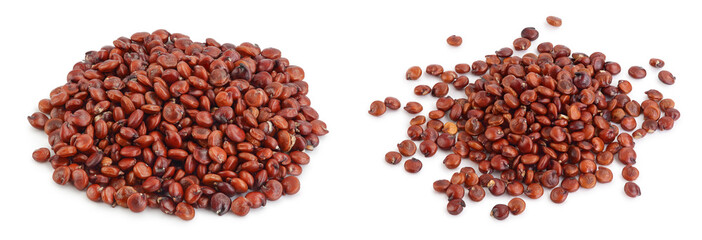 red quinoa seeds isolated on white background with full depth of field