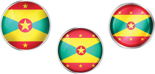 Round national flag pin of Grenada.Circular vector flag of Grenada