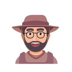 Emoji for men. Emoji-style face. vector illustration. Talking person of self-expression, an avatar for a video blog. Memoji stickers.
