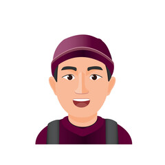Emoji for men. Emoji-style face. vector illustration. Talking person of self-expression, an avatar for a video blog. Memoji stickers.
