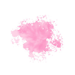 Abstract pink watercolor water splash on a white background. Vector watercolour texture in rose color. Ink paint brush stain. Pink soft light blot. Watercolor pastel splash