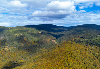 Landscape of the mountains near Sovata resort - Romania, seen from above