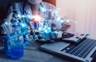 Medicine doctor or pharmacist use tablet or mobile phone.Health care and medical or Health Insurance concept.