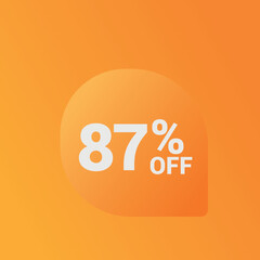 87% off Sale banner offer ad discount promotion vector banner. price discount offer. season sale promo sticker colorful background