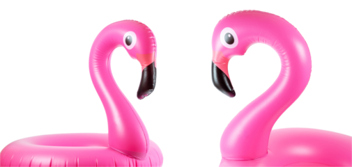 Flamingo isolated. Pink inflatable flamingo for summer beach iso