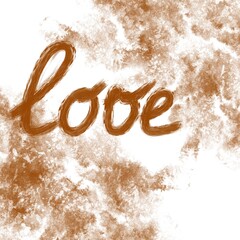 The inscription Love, decor for romance, background, icon, text, brown inscription