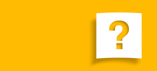Note paper with question mark on panoramic yellow background	
