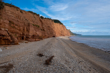 Fototapeta na wymiar Sidmouth pebble beach devon england uk 