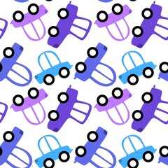 Cartoon kids seamless cars toys pattern for child clothes print and wrapping paper and fabrics and accessories