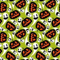 Halloween seamless pumpkins pattern for fabrics and wrapping paper and clothes print