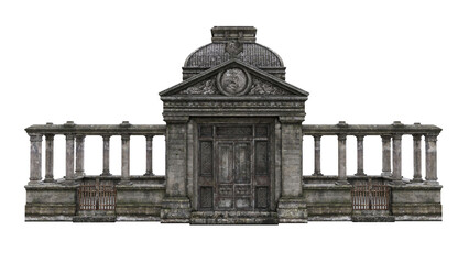 Old stone mausoleum tomb building. 3D rendering isolated. - obrazy, fototapety, plakaty