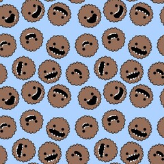 Cartoon kawaii seamless cookie pattern for wrapping paper and kids and clothes print and fabrics