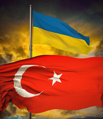 Ukraine Flag, Turkey Flag, Republic of Turkey