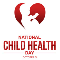 National Child Health Day Background with Heart sign and typography. Day of child health backdrop