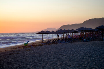Beach of Vrachos in Preveza during sunset.