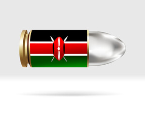 Kenya flag on bullet. A bullet danger moving through the air. Flag template. Easy editing and vector in groups. National flag vector illustration on background.