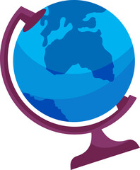 illustration of a world map with globe. Globe school Supplies. 