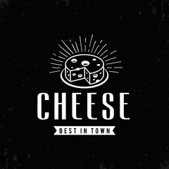 Cheese emblem brand. Fast food badge logo design, restaurant Branding. 