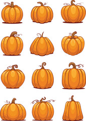 Spooky vector lantern Pumpkin happy Halloween illustration, Cute evil horror character. jack o lantern