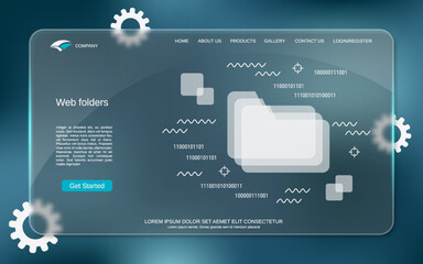 Web folders, remote data storage, networking vector concept illustration