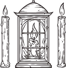 Candle setwith flame for halloween holydays or the day of the dead