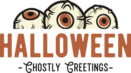 Halloween nasty eye for halloween print. Disgusting eyeball for t-shirt halloween design. Spooky body part for dark halloween party