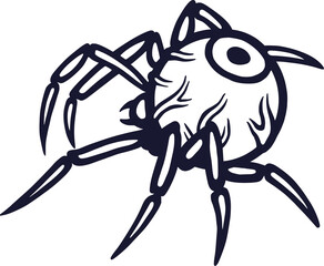 Scary horrible spider eye for halloween holiday design. October party banner, poster or postcard