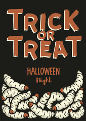 Halloween poster with maggot or nasty worm and disgusting caterpillar for halloween design and spooky larvae for dark autumn party
