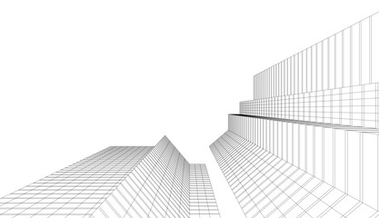 Fototapeta na wymiar City architecture concept drawing 3d illustration