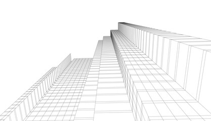 Fototapeta premium City architecture concept drawing 3d illustration