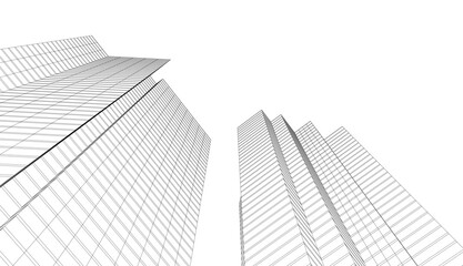 City architecture concept drawing 3d illustration