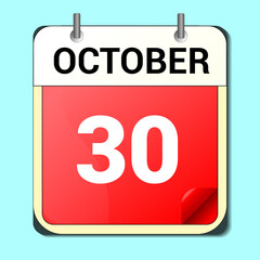day on the calendar, vector image format, october 9
