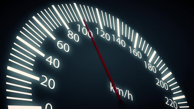 Speedometer speeds up and down. High quality 4k footage