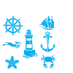Sea icons Summer vacation icon set