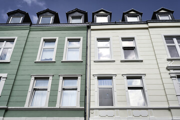 old pastel colored rental houses from the end of the 19th century in cologne ehrenfeld