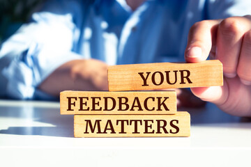 Wooden blocks with words 'Your Feedback Matters'. - obrazy, fototapety, plakaty