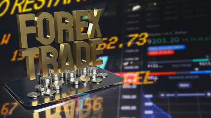The gold forex trade on tablet for business concept 3d rendering