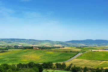 Fototapeta na wymiar Tuscany. Landscape view, hills and meadow, Italy