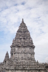 Detailed reliefs and beautiful ornaments on Prambanan Temple. This Hindu temple is a famous historical tourism in Indonesia.