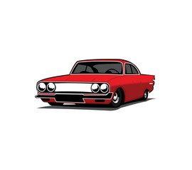 Obraz na płótnie Canvas Vintage american muscle car from 1968 vector silhouette