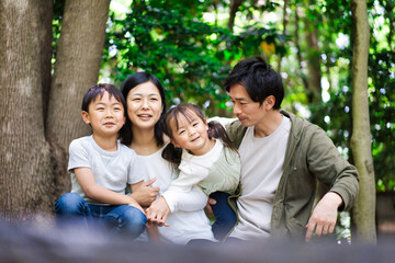 A close family observing nature