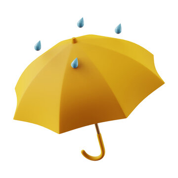 Umbrella and rain icon 3d rendering