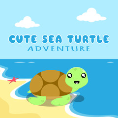 Cute sea turtle adventure