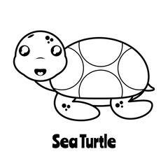 Coloring page of cute sea turtle