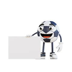 football mascot holding blank white board 3d character illustration