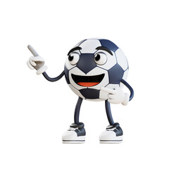 Fototapeta na wymiar football mascot with pointing finger 3d character illustration