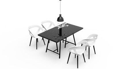 table and chairs isolated
