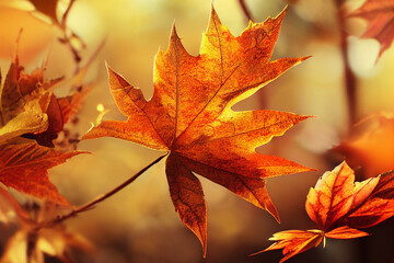 Fototapeta premium Autumn leaf in orange.
